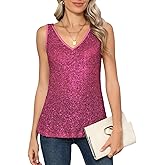 Jouica Womens Tank Tops 2024 Sequin V Neck Backless Tanks Tops Camisole Sequin Shirts Tops Blouses Tanks for Party