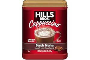 Hills Bros Instant Double Mocha Cappuccino Mix, Easy to Use, Enjoy Coffeehouse Flavor from Home, Frothy, Rich Chocolate, Brown, 16 Oz