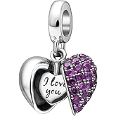 925 Sterling Silver Love Heart Charms fit Pandora Style Bracelets for Mothers Day Christmas Valentines Day Gift for Mom Wife Grandma