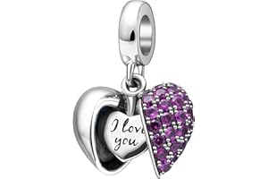 SOUKISS I Love You Charm 925 Sterling Silver Love Heart Dangle Bead Charms for Pandora Charms Bracelet Necklace