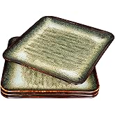 jinsongdafa Ceramic Dinner Plates Dish Set, Set of 4, Microwave Oven and Dishwasher Safe, Scratch Resistant, Dinnerware Kitchen Porcelain Serving Dishes 9 inch Square plate