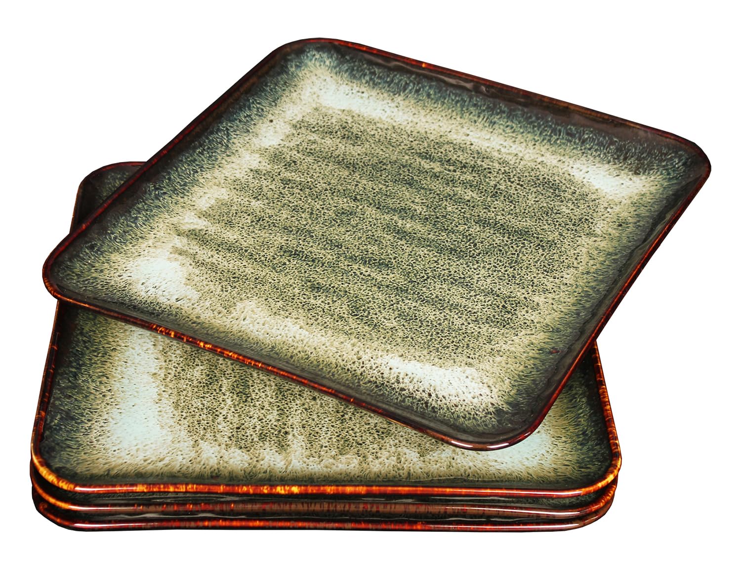 jinsongdafa Ceramic Dinner Plates Set, 22.7 CM Dessert Plates Set of 4, for Platter Tray Serving Plate - Microwave Dishwasher Safe,Scratch Resistant,Dinnerware Kitchen Porcelain Serving Dishes, Square