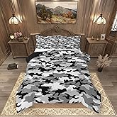 Erosebridal Grey Camouflage Twin Comforter Set Military Themed Bedding Set for Kids Boys Girls | Camo Militarily Tie Dye Comforter Army Retro Geometric Duvet Insert