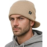 FURTALK Mens Beanie with Brim Thick Knitted Acrylic Beanie for Men Women Warm Outdoor Winter Hat