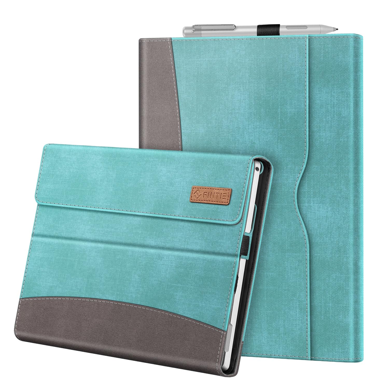 FINTIE Case Compatible with Microsoft Surface Pro 7 Plus/Pro 7, 12.3-inch Portfolio Business Cover with Pocket, Compatible with Type Cover Keyboard, Turquoise