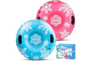 ZMLM Snow Tube for Sledding -2 Pack/3 Pack 36" Inflatable Snow Sled for Kids and Adults Heavy Duty Blow Up Tube with Handles Outdoor Winter Toys Gift for Sport Supplies