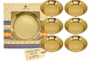 SATVIK 6 Pc Set of Brass Bhog Thali Pooja Accessories Laddu Gopal Bhog Aarti Prasad Thali Puja/Prayer Prasad Thali For Home and Temple Krishnajanmashtmi Indian Housewarming Return Gift Item Bulk