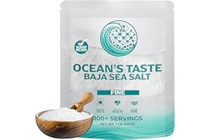 OCEAN'S TASTE BAJA SEA SALT Ocean's Taste Baja Gold Sea Salt, 16oz - 1 LB Baja Gold Mineral Sea Salt, Natural Fine Grain Crystals, Fine Sea Salt, Baja Salt, 30% Less Sodium | Mineral Salt Ideal for Electrolytes Balance, Cooking & Baking | Kosher Salt, Real Salt, Organic Sea Salt Fine.