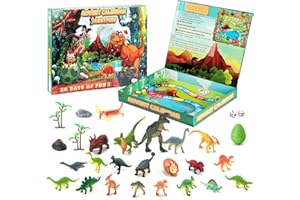 Jarkyfine Dinosaur Toys 24pcs, Advent Calendar 2023 Kids Christmas Cutdown Calendar Gift Realistic Dinosaurs Figures with Chessboard Storage Box and Dino Toys for Kids 3-5 5-7 Toddler Boy Toys