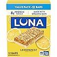 LUNA Bar - LemonZest Flavor - Gluten Free Snack Bars - Non-GMO - Protein Bars - Made with Organic Oats - Value Pack (12 Pack)