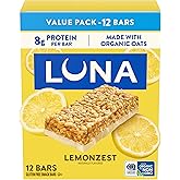 LUNA Bar - LemonZest Flavor - Gluten Free Snack Bars - Non-GMO - Protein Bars - Made with Organic Oats - Value Pack (12 Pack)