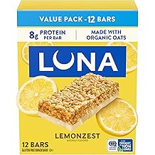 LUNA Bar - LemonZest Flavor - Gluten Free Snack Bars - Non-GMO - Protein Bars - Made with Organic Oats - Value Pack (12 Pack)