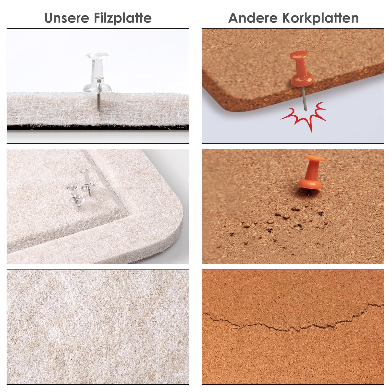 Große Pinnwand - 90 x 116 Zentimeter, dekorative Filz-Pinnwand für die Wand - faltbares Fotodisplay mit selbstklebendem Klebeband, inklusive 20 Pinnadeln - Haferflocken 7