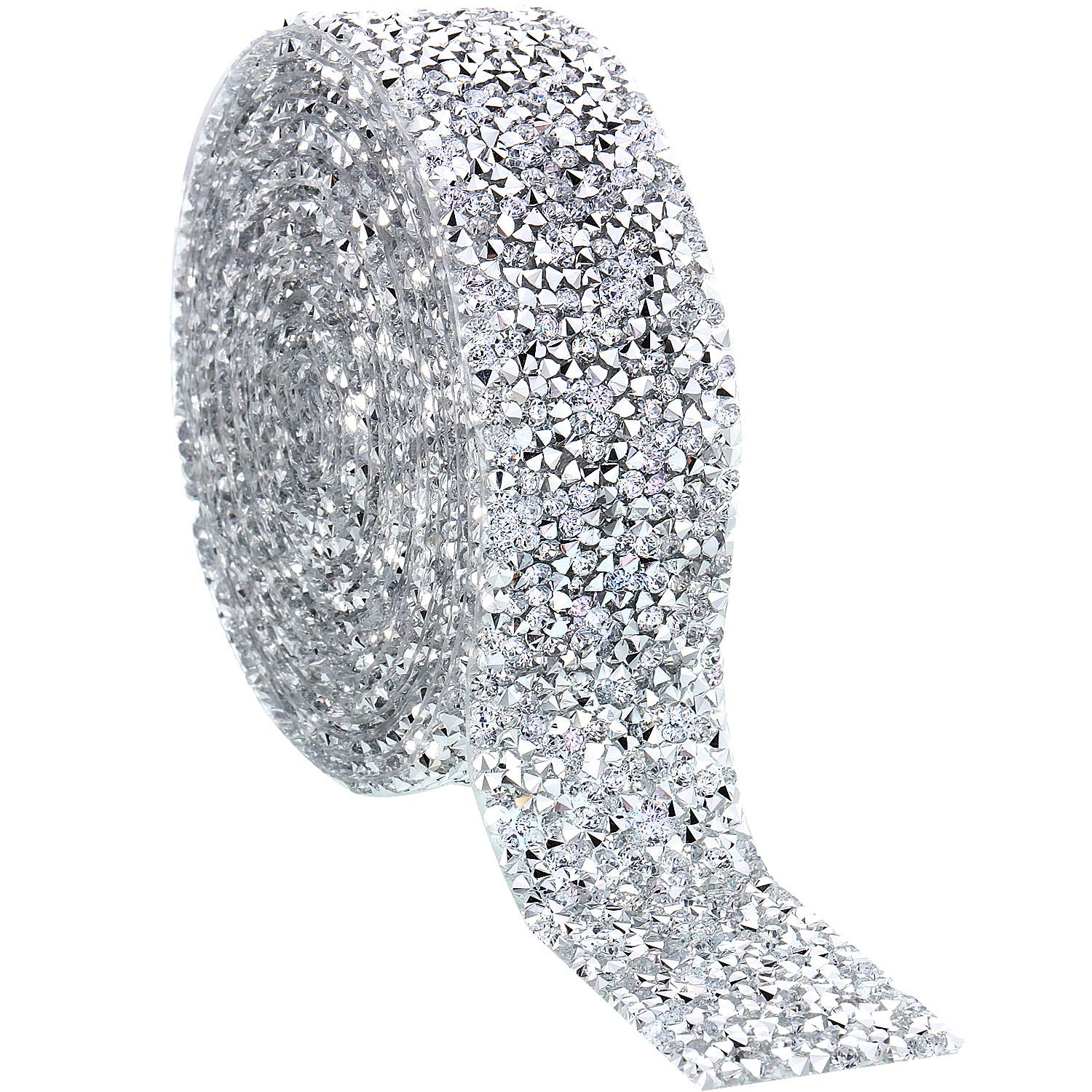 Crystal Rhinestone Ribbon 3 Yards Diamond Sparkling Bling Ribbons Roll Banding Belt Wrap for Wedding Cakes Birthday Crafts Decorations (Clear, 1.18 Inch)