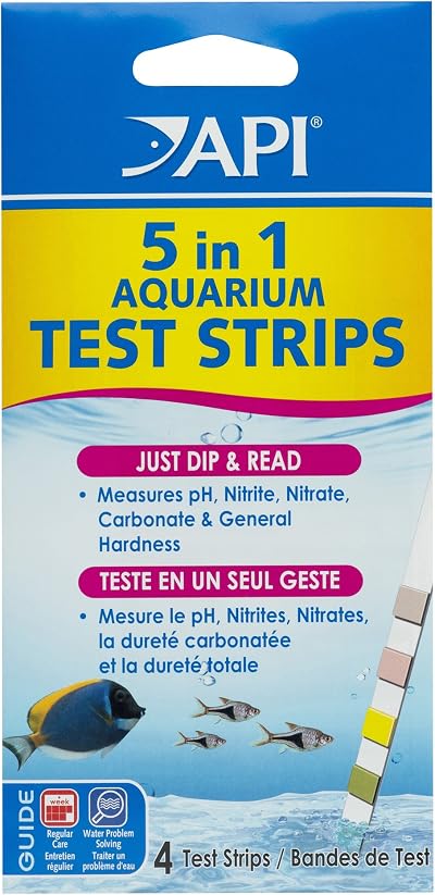 API 5-IN-1 TEST STRIPS Freshwater Saltwater Aquarium 4-Count Box