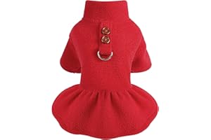 DOSUYI Dog Dress for Small Dogs Fleece Dog Sweater Dresses Winter Warm Dog Clothes for Small Dogs Girl with D Ring Cold Weather Puppy Sweaters for Chihuahua Yorkie, Cat Apparel