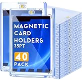 40ct Magnetic Card Holder, 35pt One Touch Card Holders with UV Protection &ndash; Hard Plastic Case Card Protector Trading Cards, Display Case for Sports, Baseball, Football, Game Cards, Collectibles