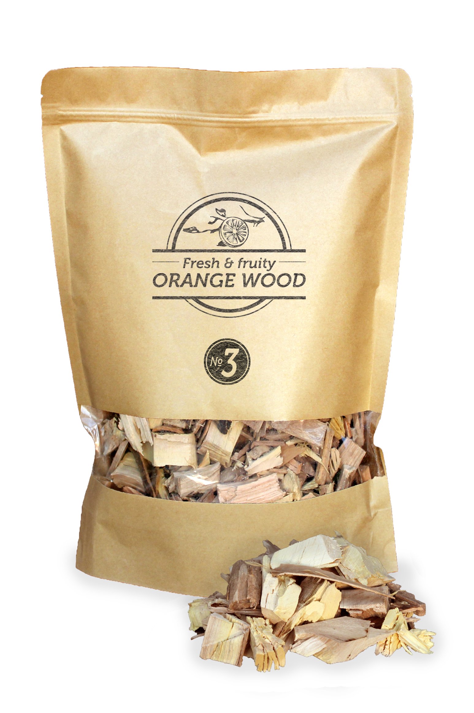 Smokey Olive Wood 1.7L Orange Wood Smoking Chips, medium grain size 2-3cm