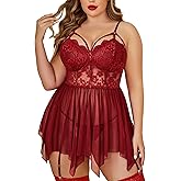 Avidlove Plus Size Lingerie Mesh Lace Lingerie Top Babydoll Lingerie Exotic Nightgowns