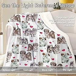 BlessLiving Red Hearts Dog Print Sherpa Blanket