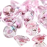 HappyFiller 250 PCS Pink Acrylic Crystals Gems 20 mm Fake Diamonds Valentine Day,Party Favors Confetti Wedding Reception Decorations Table Scatter Poppers,Arts Crafts,Vase Fillers