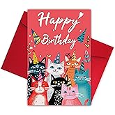 Bewoow Happy Birthday Card,Funny Cats Birthday Card for Him Her,Cute Cat Owner Birthday Gift From Cats,Cute Birthday Card for Men Women Couple Friend Cat Lovers