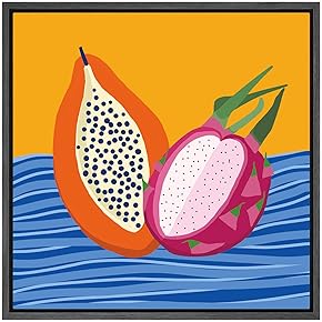 SIGNWIN Framed Canvas Wall Art Orange Papaya and...