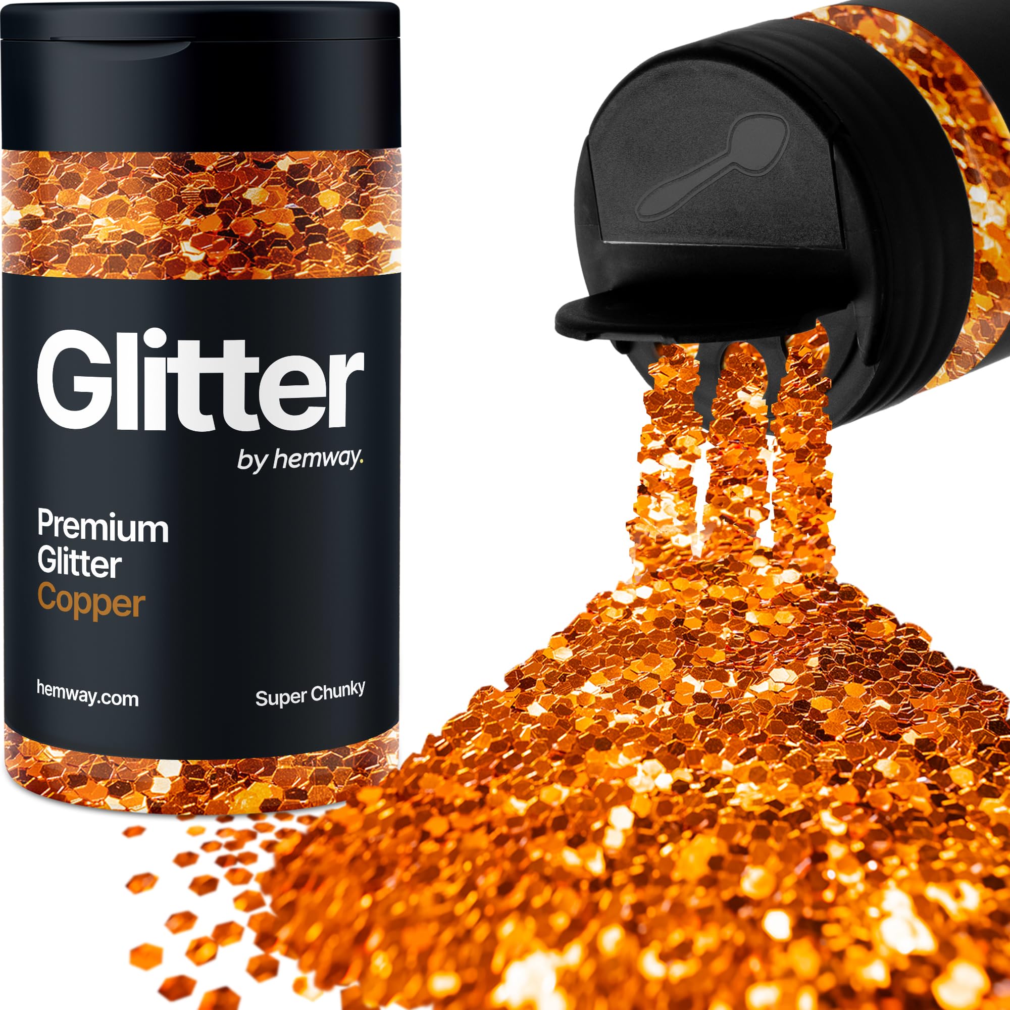 Copper Glitter Shaker, 130g Super Chunky Glitter, Crafts 1/8" Metallic Flake Copper Sequins, Resin & Epoxy Crafts, Decorating, Halloween, Christmas Nail, Face, Hemway