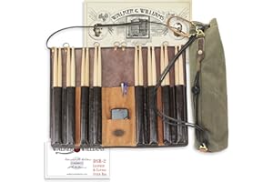 Walker & Williams DSB-2 Leather Drum Stick Bag with Heavy Canvas Carrying Bag