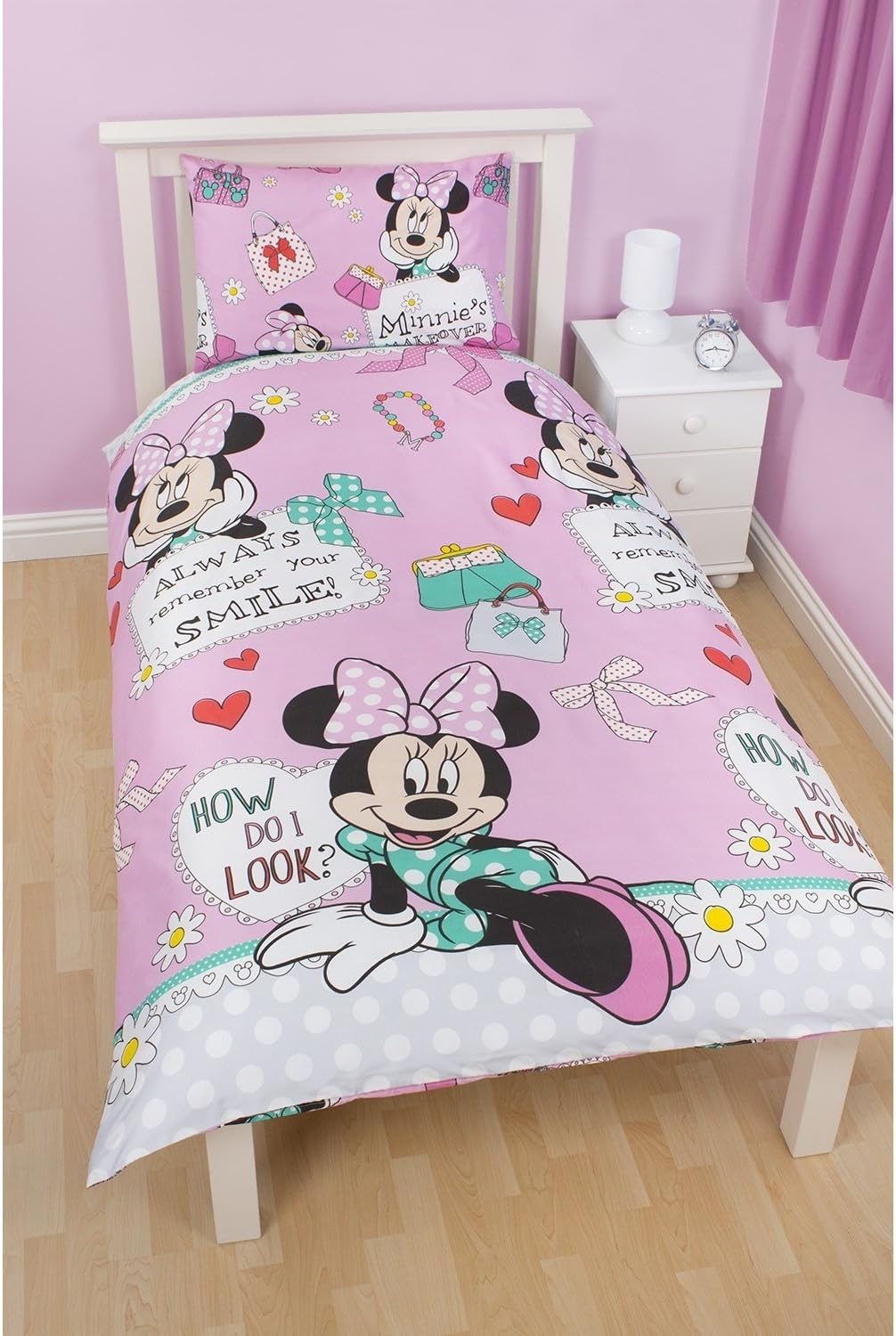 Disney Minnie Mouse Girls Makeover Reversible Single Duvet Cover