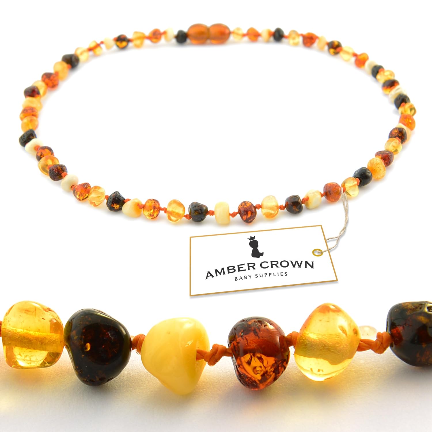 amber crown teething necklace