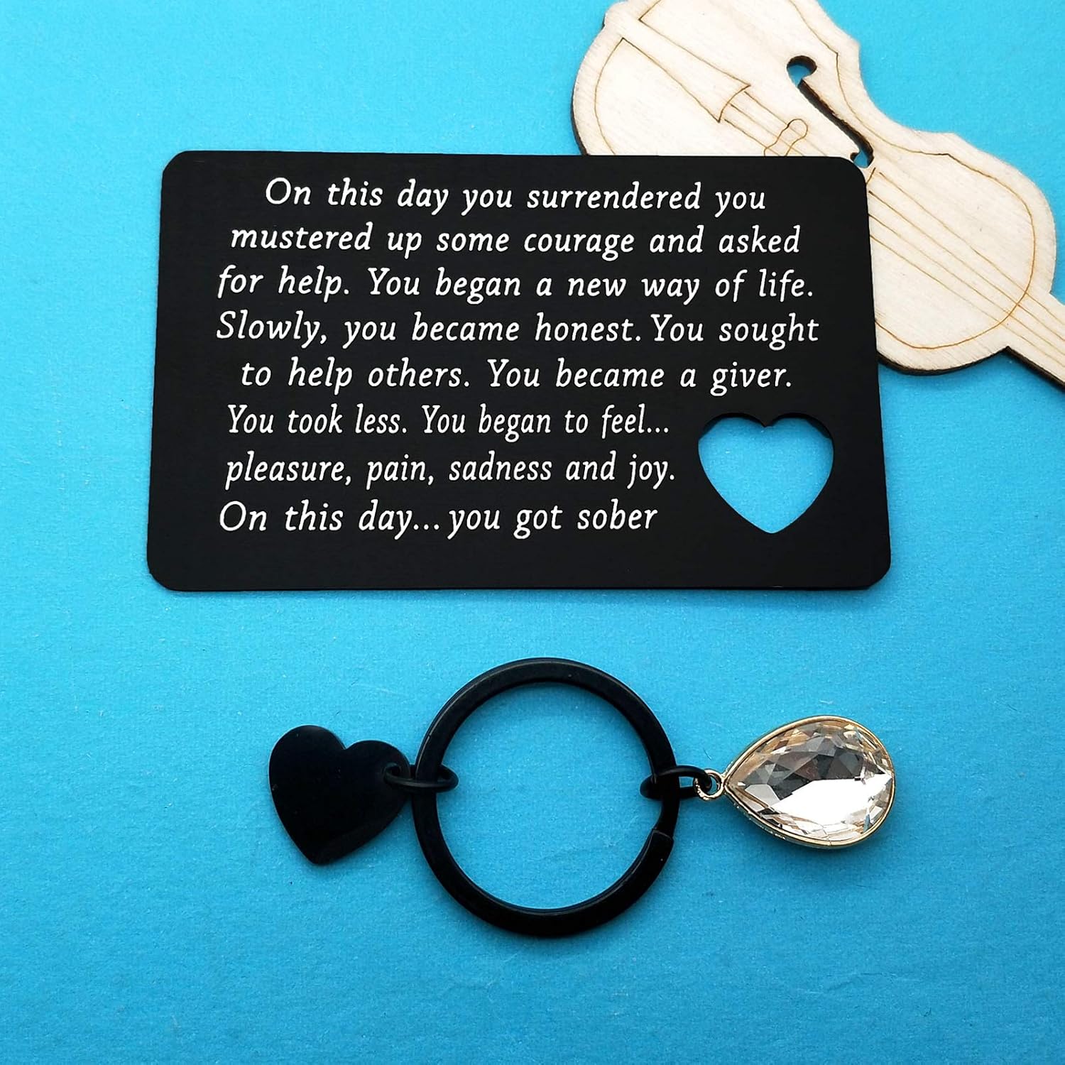 Sobriety Gift Addiction Recovery Gift Engraved Sobriety Wallet Insert Card AA Gift NA Gift 12 Step Gifts Alcoholics Anonymous AA Recovery Sobriety Gifts for Men Women - Image 4