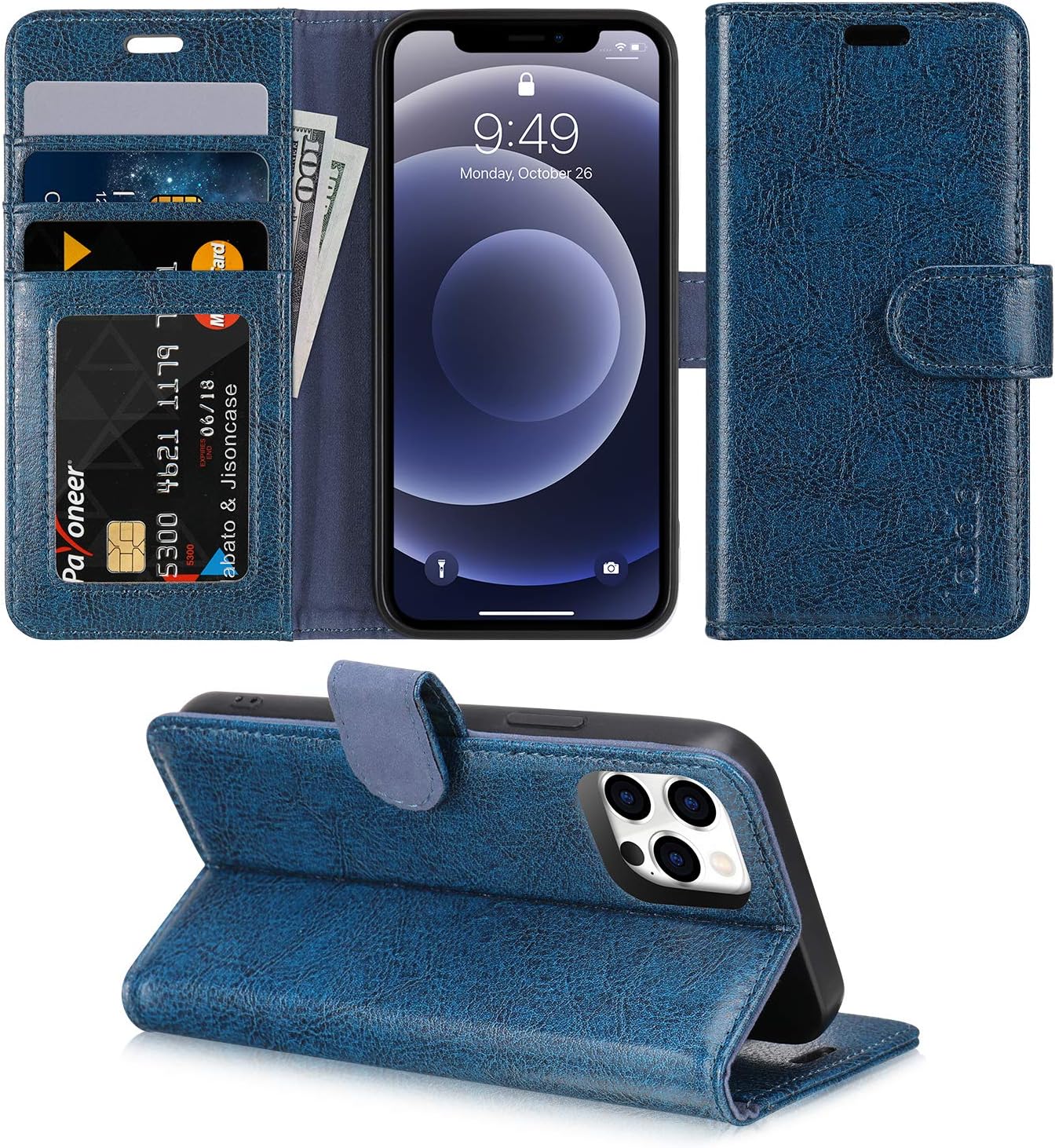 Iphone 12 Pro Max Wallet Case Labato Leather Iphone 12 Pro Max Case With Credit Card Holder Flip Stand Case Cover For Apple Iphone 12 Pro Max 6 7 Inch Released Blue Amazon Com