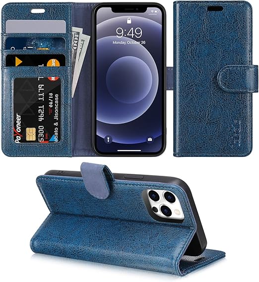 Amazon Com Iphone 12 Pro Max Wallet Case Labato Leather Iphone 12 Pro Max Case With Credit Card Holder Flip Stand Case Cover For Apple Iphone 12 Pro Max 6 7 Inch Released Blue