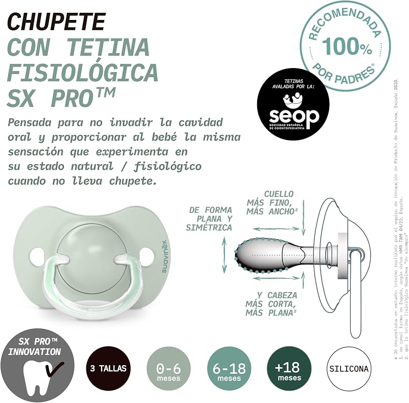 , Pack de 4 Chupetes para Bebés 6-18 Meses, con Tetina Fisiológica de Silicona SX Pro Simétrica, Plana y Flexible, Respeta el Desarrollo Bucodental, Birdies y Wild&Free, Rosa