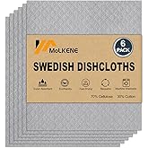 MoLKENE Swedish Dishcloths for Kitchen | 6 Pack Absorbent Cellulose Sponge Cloths Washable | Non-Scratch Reusable Paper Towels Quick Drying Cleaning Cloths - Grey