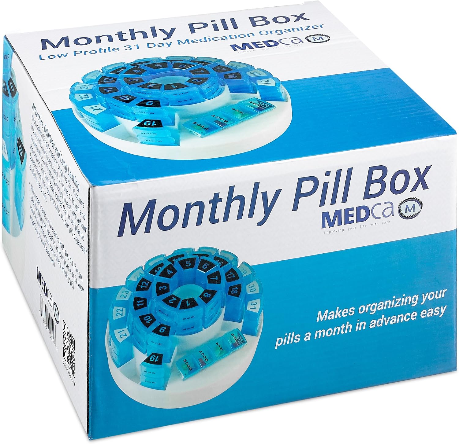 Monthly Pill Box by MEDca, Smart Prescription Organization with Multiple Daily Doses Section - Image 4