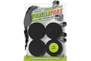Slipstick GorillaPads CB144 Non Slip Furniture Pads/Grippers (Set of 8) Furniture Feet Floor Protectors, 2 Inch Round, Black