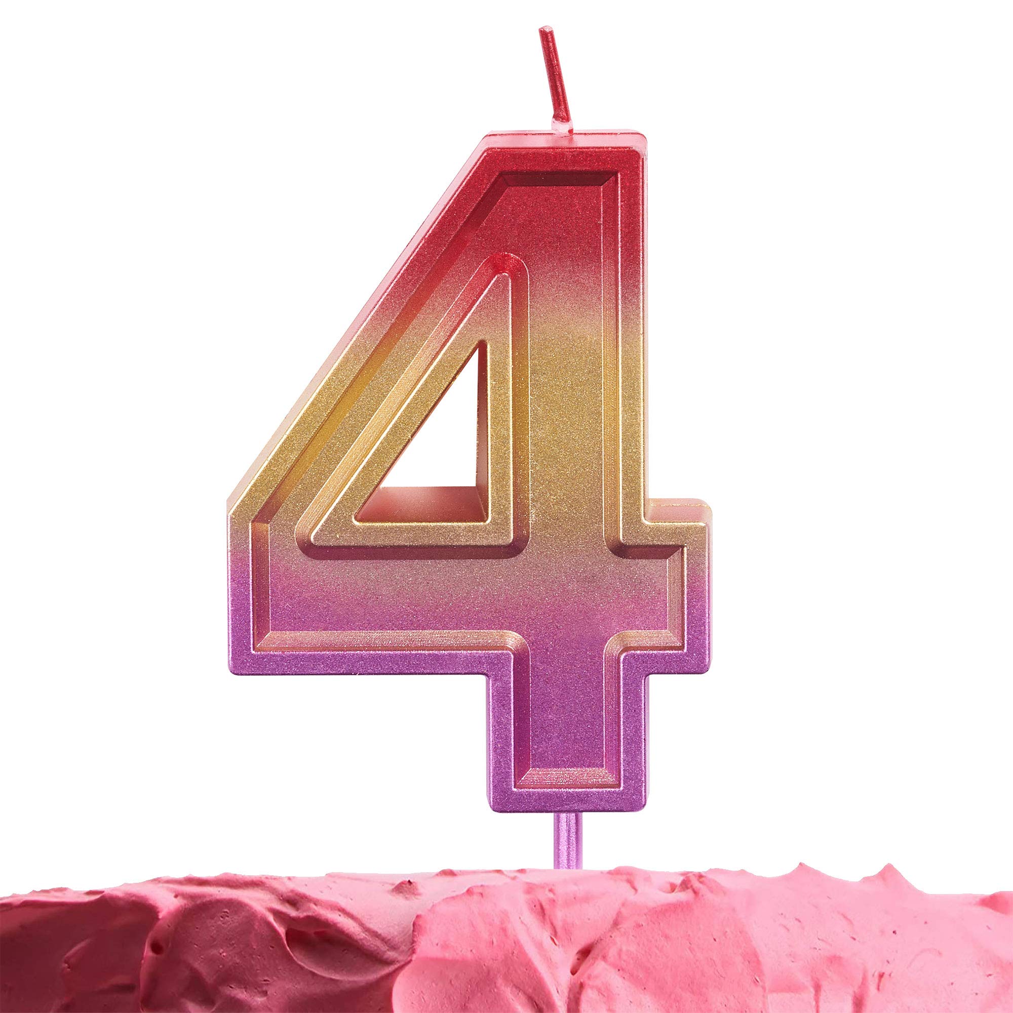 GET FRESH Number 4 Birthday Candle – Rainbow Number Four Candle on Stick – Elegant Colorful Number Candles for Birthday Wedding Anniversary – Perfect Baby’s 4th Birthday Cake Candle – Rainbow 4 Candle