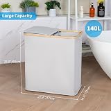 efluky 140L Laundry Baskets with Lid Dual Compartments Light Grey view 5
