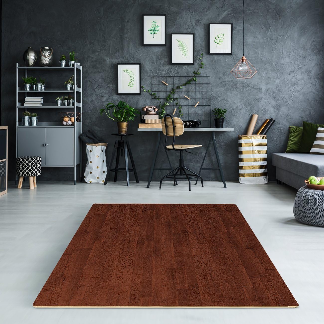 Sorbus Wood Floor Mats Foam Interlocking Wood Mats Each Tile 4 Square Feet 3/8-Inch Thick Puzzle Wood Tiles with Borders – for Home Office Playroom Basement (12 Tiles 48 Sq ft, Wood Grain - Gray) : Sports & Outdoors