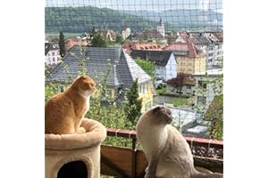 JUMXSRLE Cat Netting Balcony, Wire-reinforced Cat Net, Bite and Tear-resistant, UV and Weather-resistant, Balcony Cat Anti-Fall Netting for Pets, Cat Protection Net for Windows Patio Balcony (8x3m-Black)