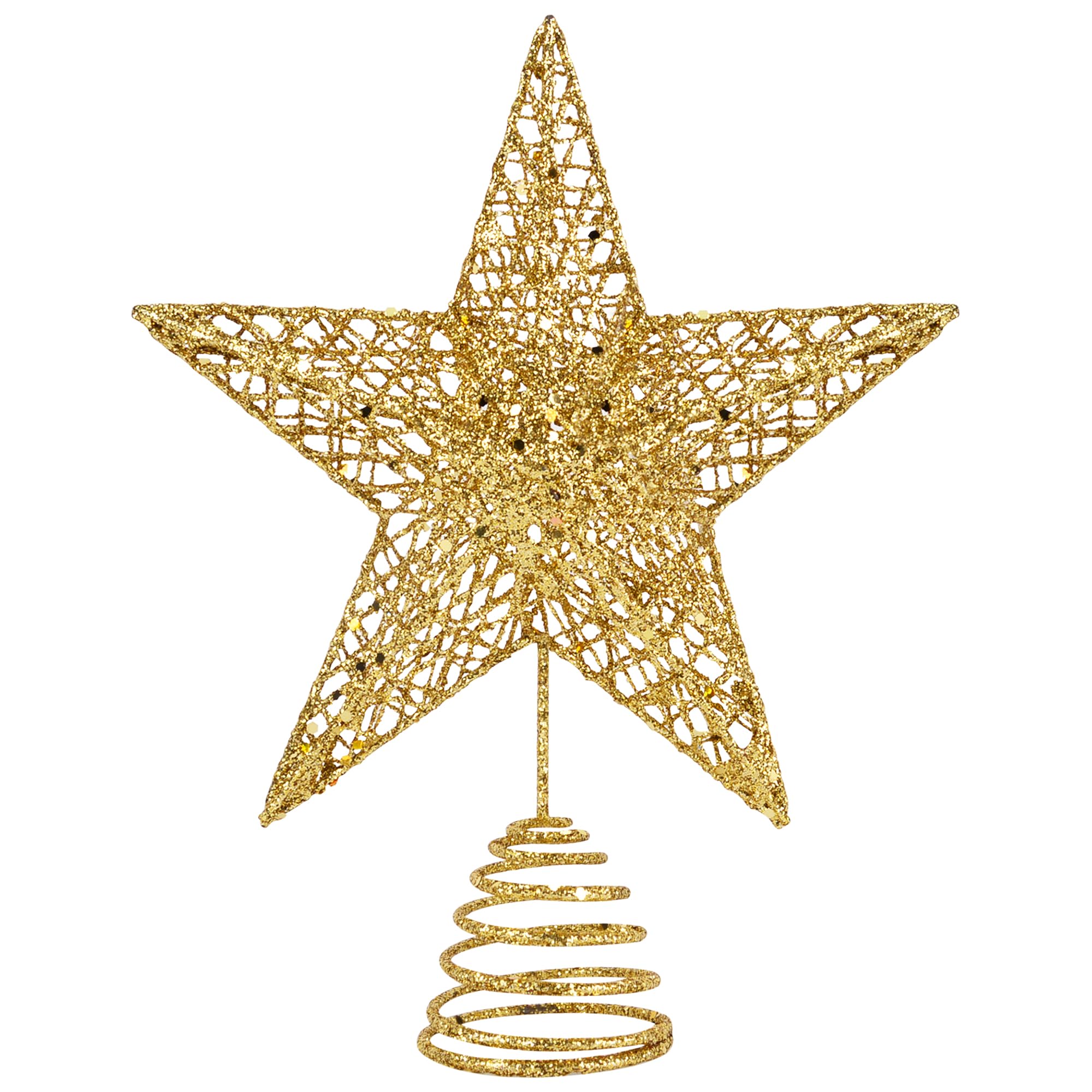 KEYIDO Christmas Tree Topper, Gold 3D Hollow Glitter Tree Star, 10 Inch Large Metal Christmas Treetop Star for Xmas Tree Topper Ornaments Christmas Home Decorations