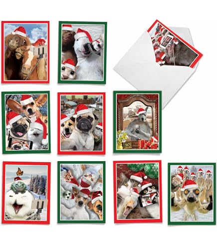Nobleworks Merry Christmas Note Cards - 10 Assorted "Merry Xmas To Zoo" Pack