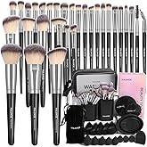 MAANGE Makeup Brush Set 51 PCS Professional Makeup Brushes for Foundation Powder Concealers Eye shadows Blending Blush Travel Make up Brush Kit (Black Silver)
