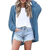 HOTOUCH Lightweight Crochet Cardigan for Women Long Sleeve Open Front Knit Oversized Cardigans Sweaters