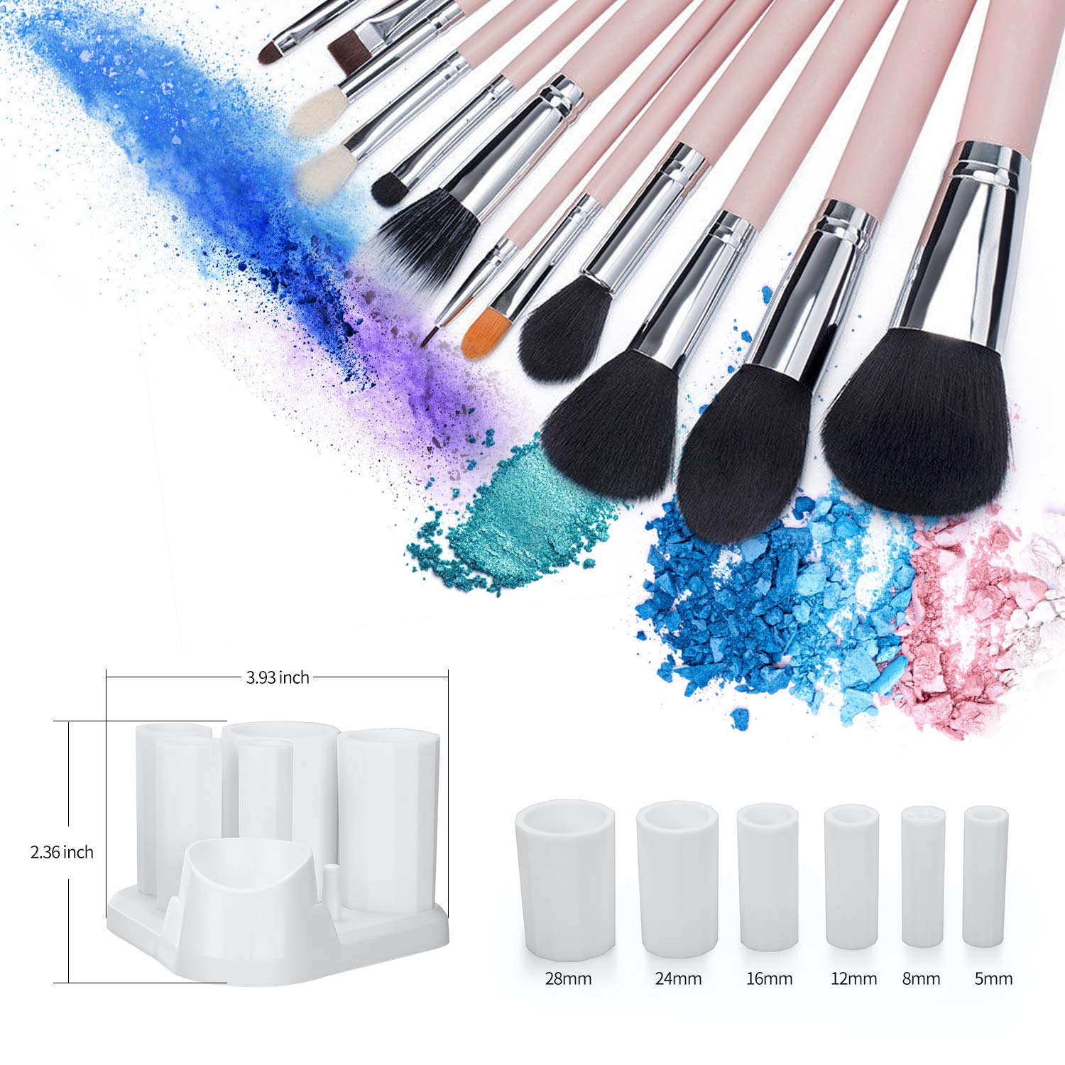 Electric Makeup Brush Cleaner and Dryer Spinner with 6 Rubber Holders, Automatic Brushes Cleaner Machine Kit - Quick, Easy and Effortless Way to Deep Cleans Dries All Makeup Brushes in Seconds