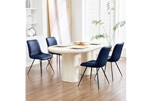 choairy Dining Chairs Set of 4, Modern Dining Chairs with Thick Cushions, PU Leather Upholstered Kitchen Dining Room Chairs with Metal Legs for Dining Living Room (Navy Blue)