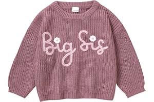 ADXSUN Toddler Girl Big Sister Embroidered Knit Sweater Long Sleeve Pullover Sweatshirt Fall Winter Clothes