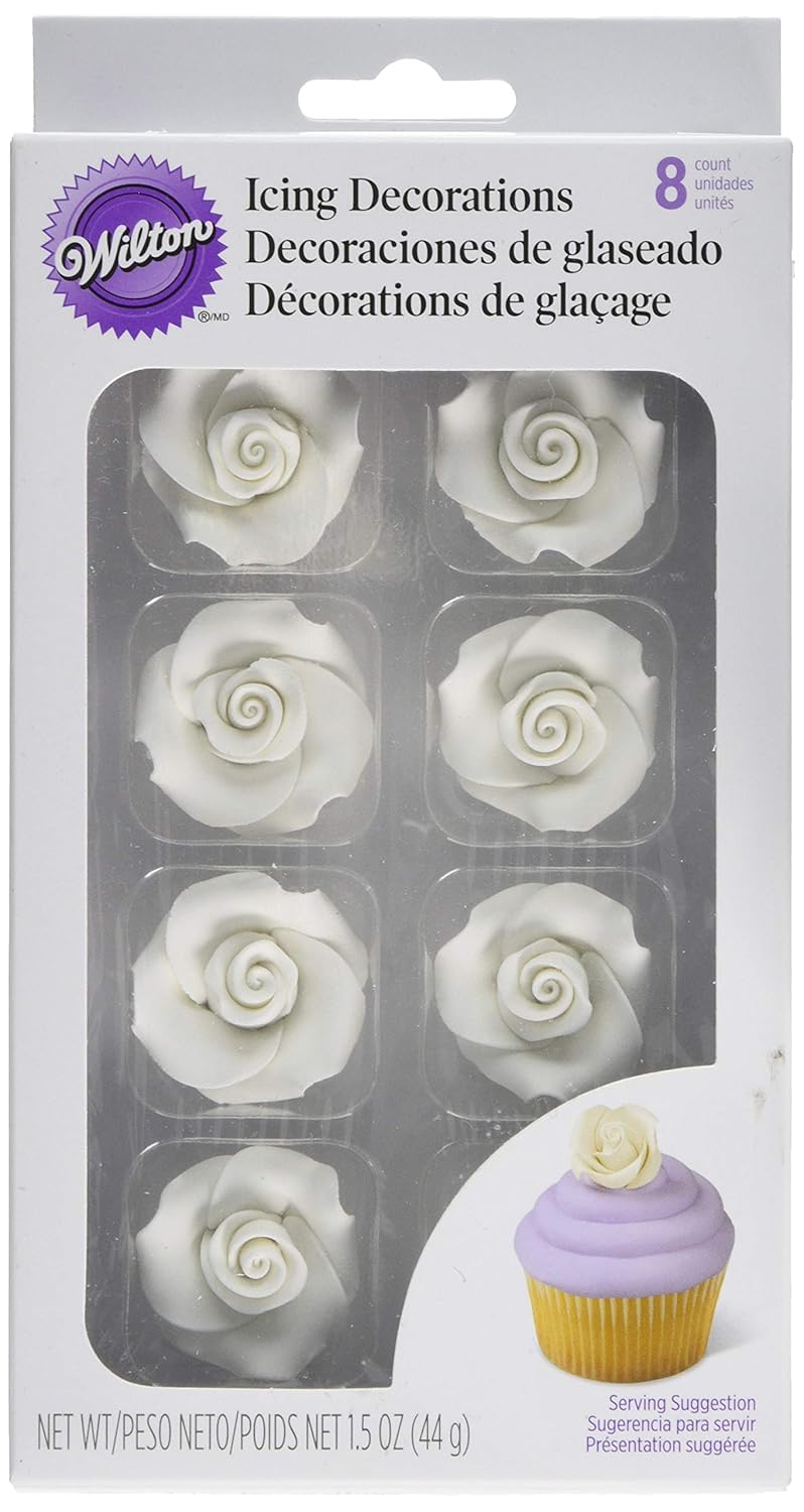 Amazoncom Wilton 710 1493 8 Pack Rose Icing Decorations Medium